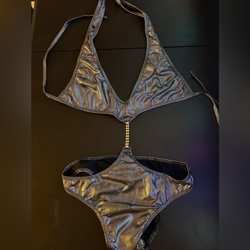 NWOT Sexy Skimpy Cloris Murphy Halter Top Monokini w/ Rhinestones Swimwear